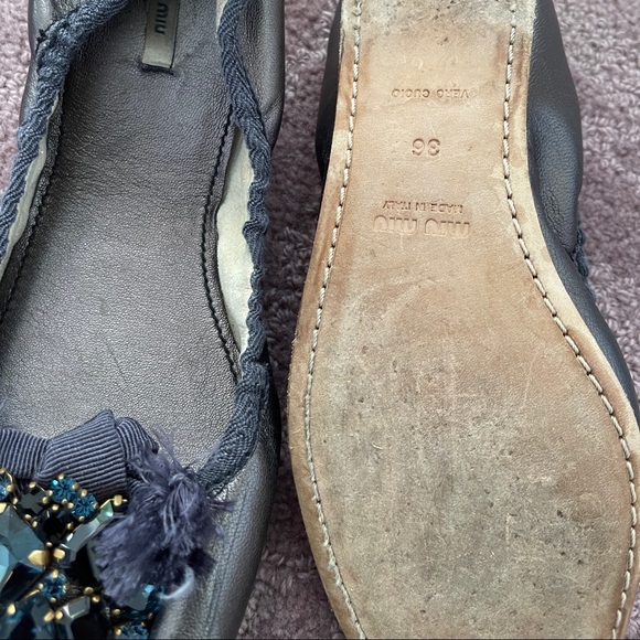 Blue Miu Miu Ballet slippers. Metallic blue!!! Can be worn dressed up or down. - Picture 2 of 2